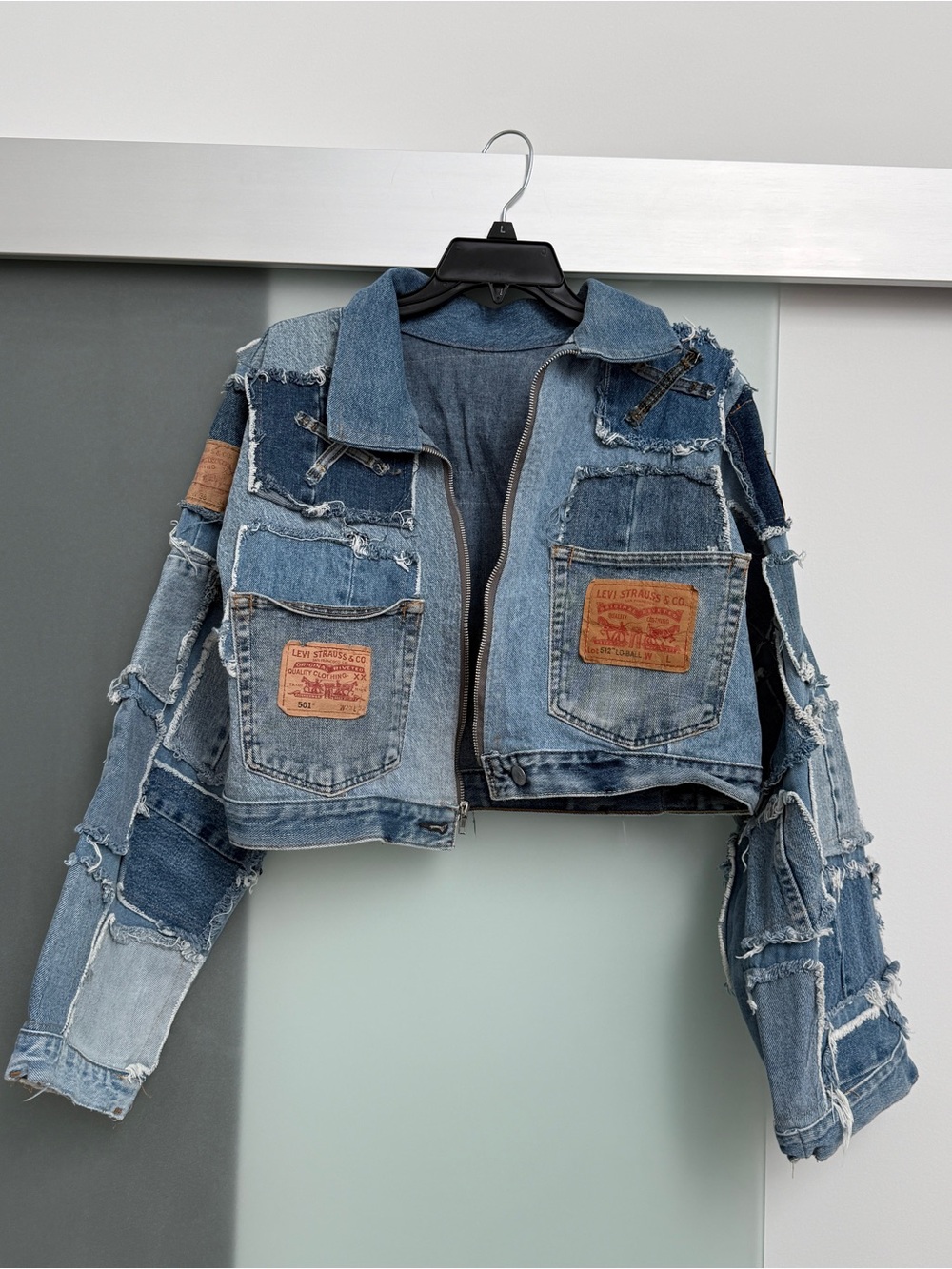 Levi's Multi-Tone Patchwork Cropped Denim Jacket